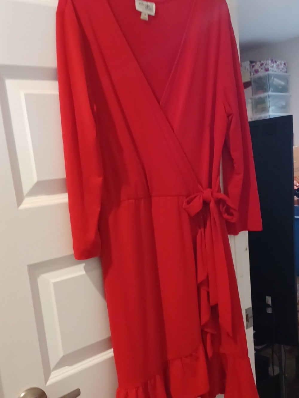 Beige by eci Red Midi Wrap Dress
